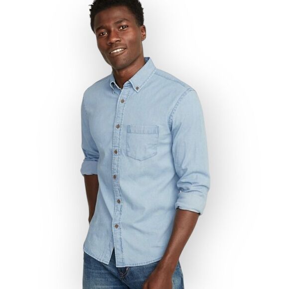 Old navy SLIM xl tall button down long sleeve chambray shirt - Picture 2 of 9